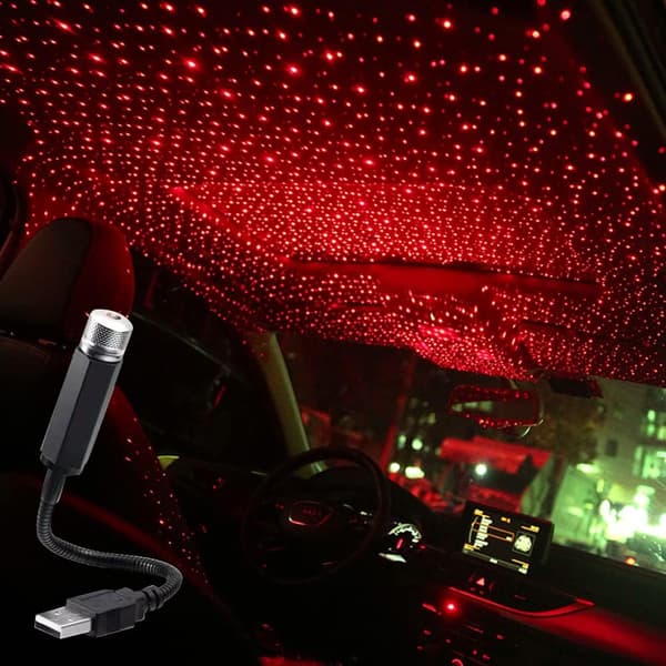 Mini LED-projektorlampe Stjernenatt, USB-pluggnattlys, romantisk
