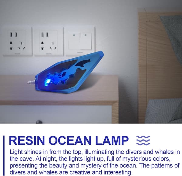 Ocean LED-natlamper, dekorative natlamper til sengeborde, bordpynt
