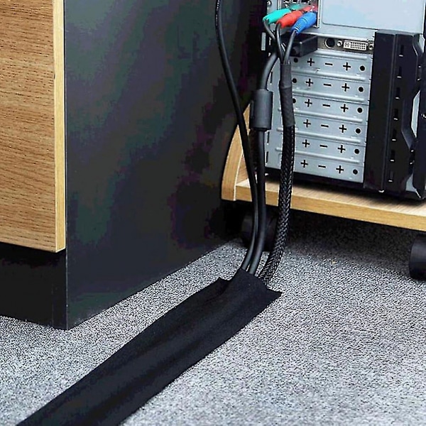 Golvskydd för kablar, svart flexibel återanvändbar greppkabelskyddssladdskydd skydda sladdar kabeldöljare