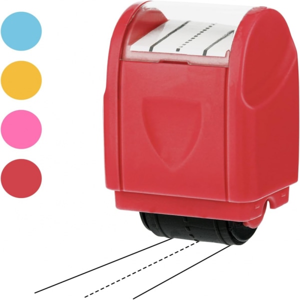 Håndskrift Linjer Stempel Rulle, Stiplet Linje Rullende Stempler til Børn Skrivning, Selvfarvende Rullestempler (Rød)