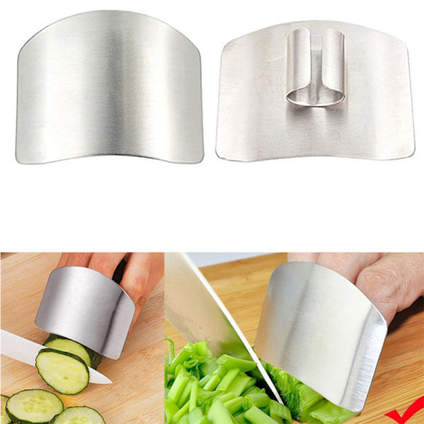 2 st finger skydd för skärning kök verktyg finger skydd rostfritt stål finger skydd undvik att skada när skivning skär verktyg 6.7*4.6CMsilver
