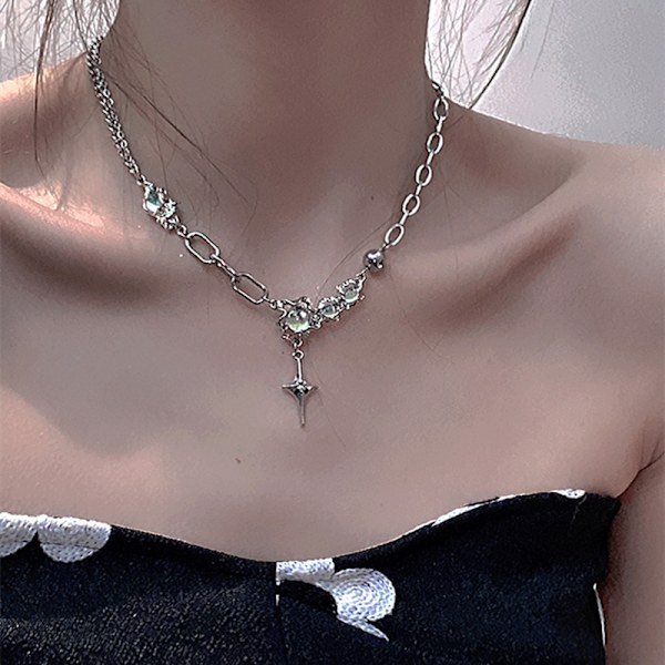 Oregelbunden halsband Y2k-hänge i metall för kvinnor