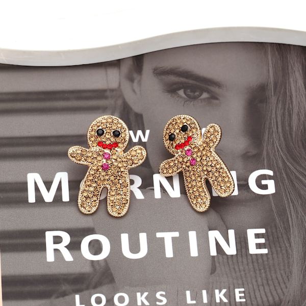 Pepparkaksgubbe Rhinestone Sparkling Stud Earrings Kvinnor Flickor Smycken