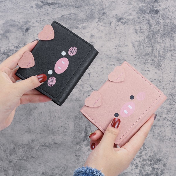 Söta plånböcker för kvinnor, läderblockerande liten trefaldig plånbok med ID