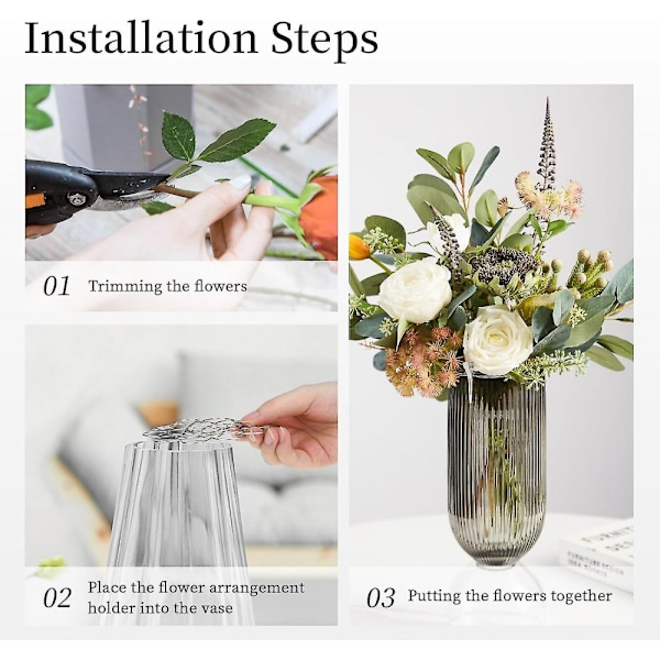 Blomsterarrangement Holder, 3 stk. Genanvendelig Blomstergitter Blomsterfrø Wire Arranger Twist til Vase, Blomsterstilbuketter Plantefiksering