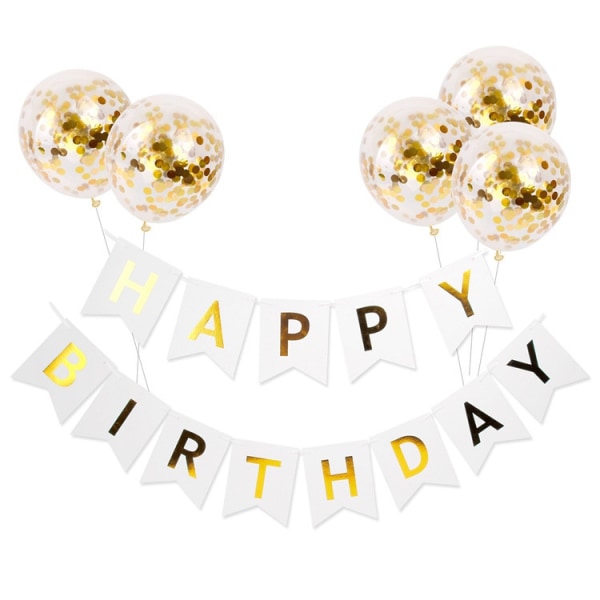 Happy Birthday Flag Pulling Sequin Balloon Set (platin), Festdekoration