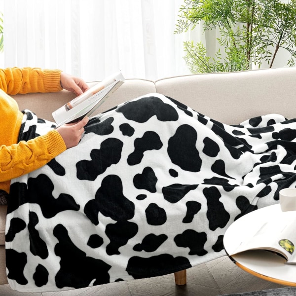 Cow Print filt Mjuk fleece barnkastfiltar med Cow Print för C