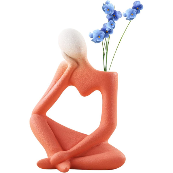 Keramisk blomvas, tänkare staty knoppvas, tänkare stil kropp vaser