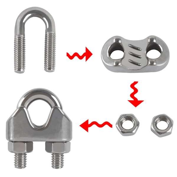 M3 Kabelbind U-klips Bolt Kabelklemme 304 Rustfrit Stål Kabelklemme Sadel