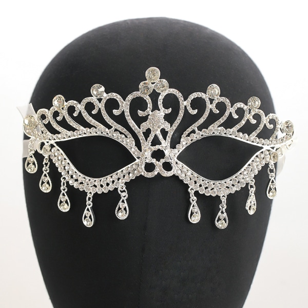 Sølvfestartikler 1 stk. Kreativ festmaske Chic Rhinestone Masquerade Maske til kvinder