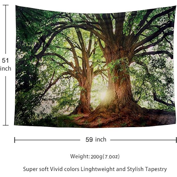 Väggbonader Väggbonad för sovrumsdekoration Natur Skog Gobeläng Trä Gobeläng Landskap Mörkgrön Gobeläng Dekor Poster, 59\" L x 51\" W grön
