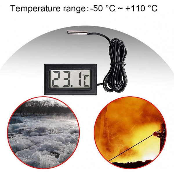 Digital LCD-termometer Temperaturmätare Sond Sensor Område -50 Celsius C