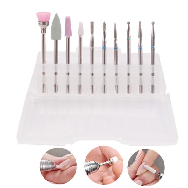 10-pack nagelborrbits Nagelborrbit Cutter för gelnaglar Bits