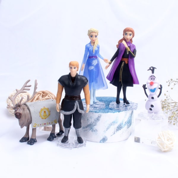 Frozen Action Figures Kakepynt Leke, Frozen Kakedekorasjoner for Bursdagsfest (5 Pakk)