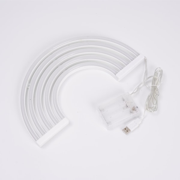 Regnbue Neon Lys, USB+Batteridrevet Regnbue Neon Skilt for Veggdekor, Neon Regnbue Lys med Bryter, Regnbue LED Skilt, 30.3*2*18cm