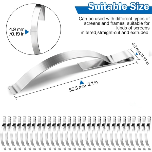 60 stk hjørnemonterede flade vinduesfjeder rustfrit stål vinduesnet klemmer
