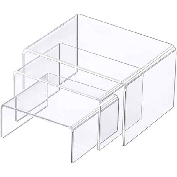 Square Acrylic Clear 3 Size Riser Display Stands Showcase Set to Set u