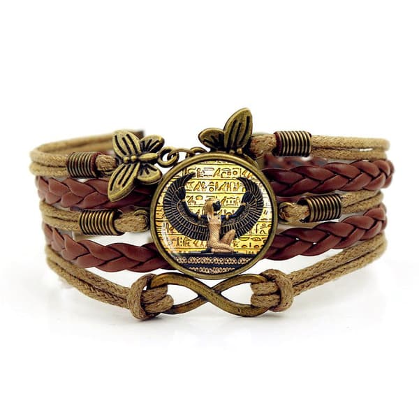 Multilayer Armbånd Læder Håndled Manchet Bangles Kvinder Wrap Armbånd, B