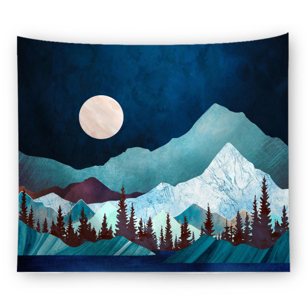 Night Nature Moon Estetisk billedvev， Daglig dekorativ billedvev Mounta
