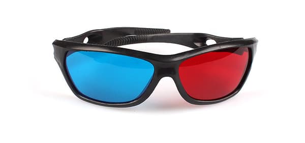3-pack röd-blå 3D-glasögon plastbåge svart hartslins 3D-filmspel