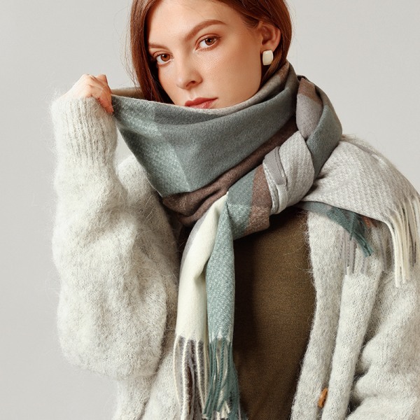 Dames sjal mode lang ternet vinter varm ternet sjal sort a