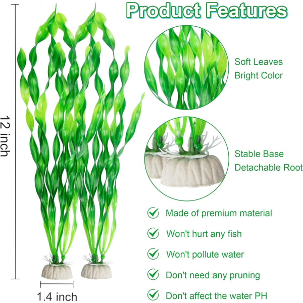 Keinotekoiset merilevävesikasvit akvaarioon, muoviset akvaariokasvien koristeet 10 kpl (vihreä)