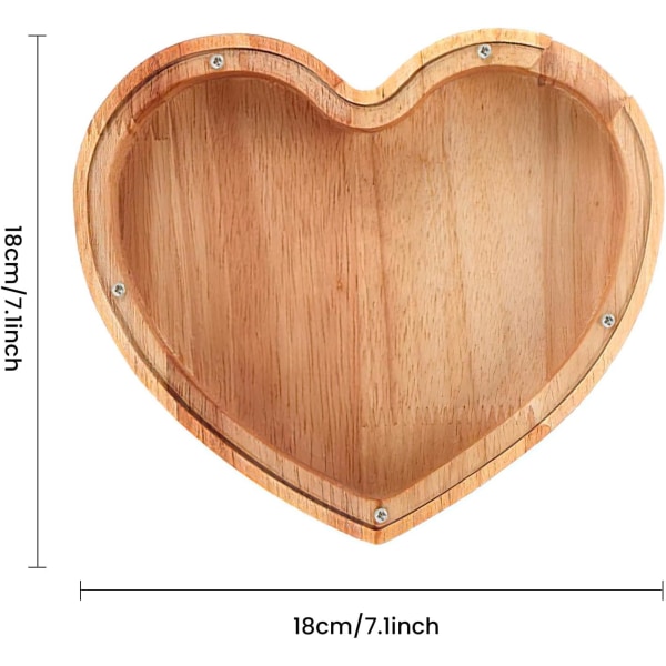 Tregris, 18 cm gjennomsiktig sparebøsse, kreativ gave, hjerteformet sparebøsse