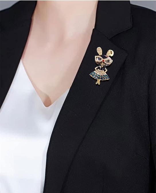 Rhinestone Lady Rabbit Brosch Pin för kvinnor flickor mode Crystal Bunn