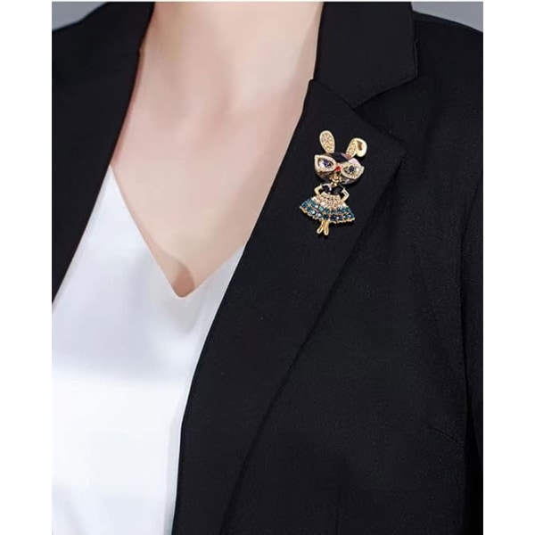Rhinestone Lady Rabbit Brosje Pin for Women Girls Fashion Crystal Bunn