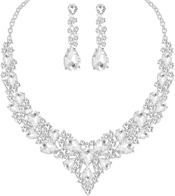 Rhinestone Crystal Halskæde og Øreringe Sæt