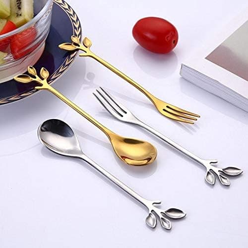 Bordsdekoration Mini Rostfritt Stål Blad Teskedar (silver) 8 st