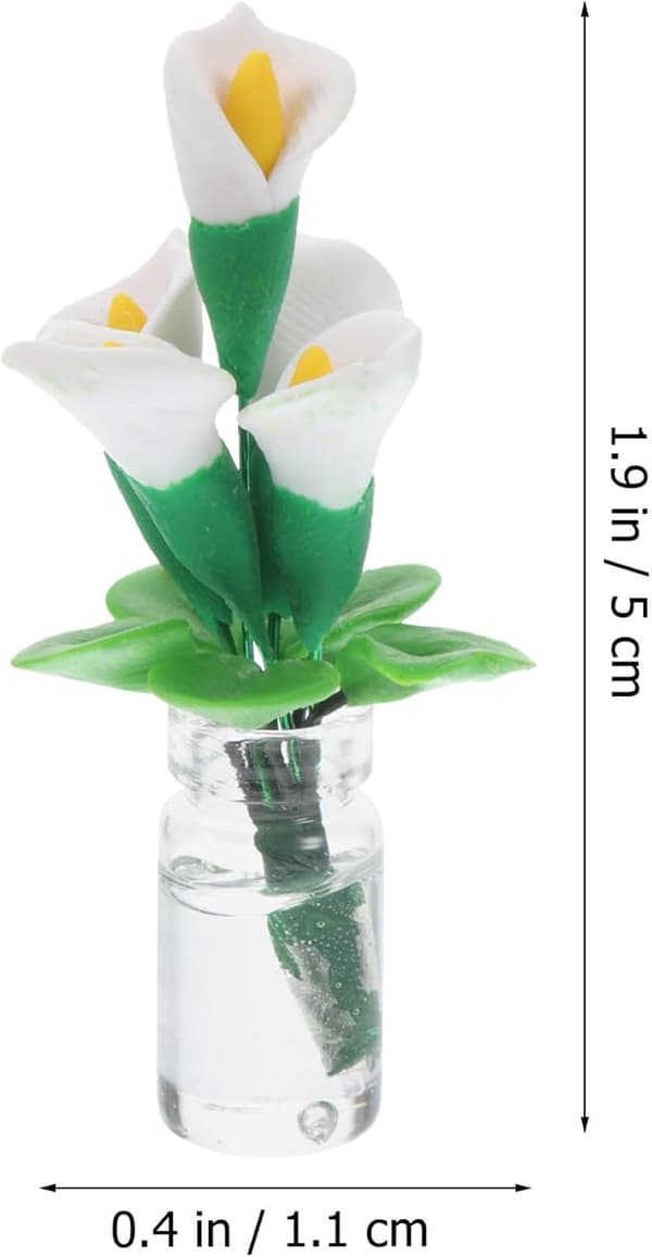 Dockhusblomma Mini Calla i Vas Modell Miniatyr Bonsai Växt för M