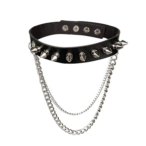 Punk Goth Metal Spike Studded Link Leather Collar Choker Necklace