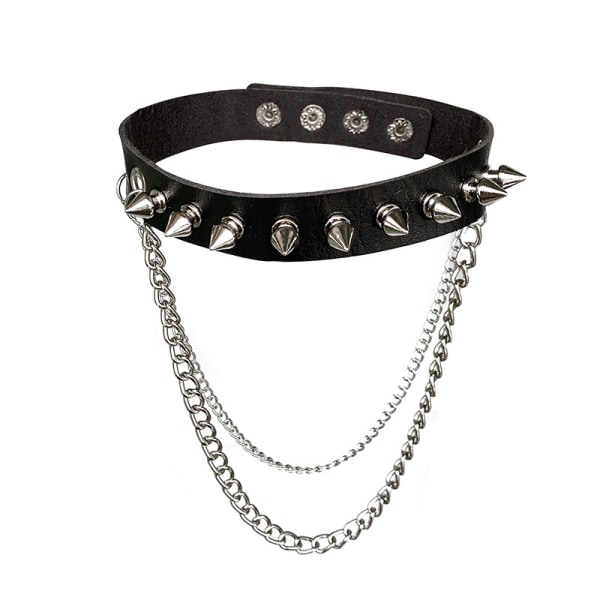 Punk Goth Metall Spik Nitar Länk Läder Halsband Choker Halsband