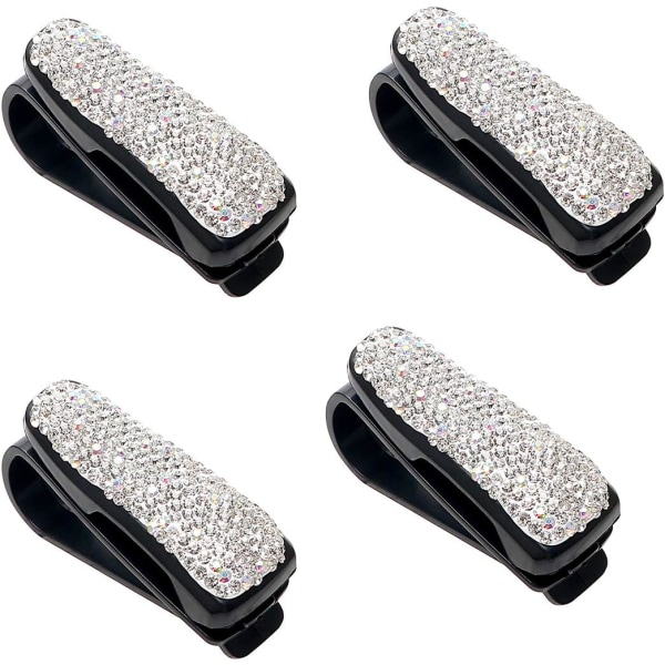 4 st Bling Bilsfäste Klipp Glasögonfodral Rhinestone Diamant Förvaring