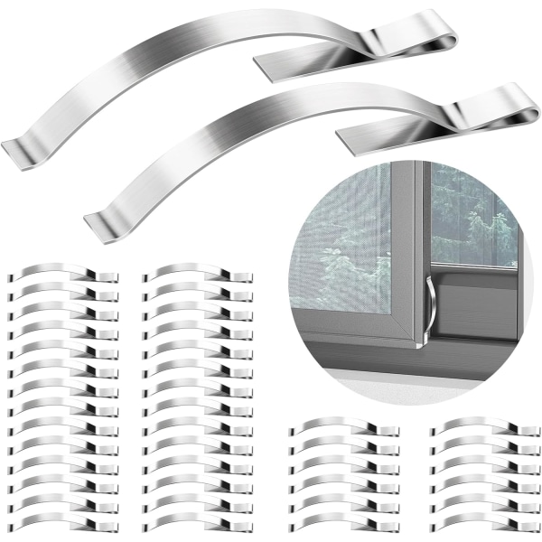 60 st Hörnmonterad platt fönster Fjäder Fönsterskärm i rostfritt stål C