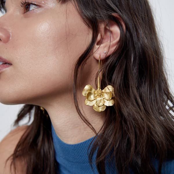 Guld Blomster Statement Øreringe. Hypoallergen Legering Boho Smykker