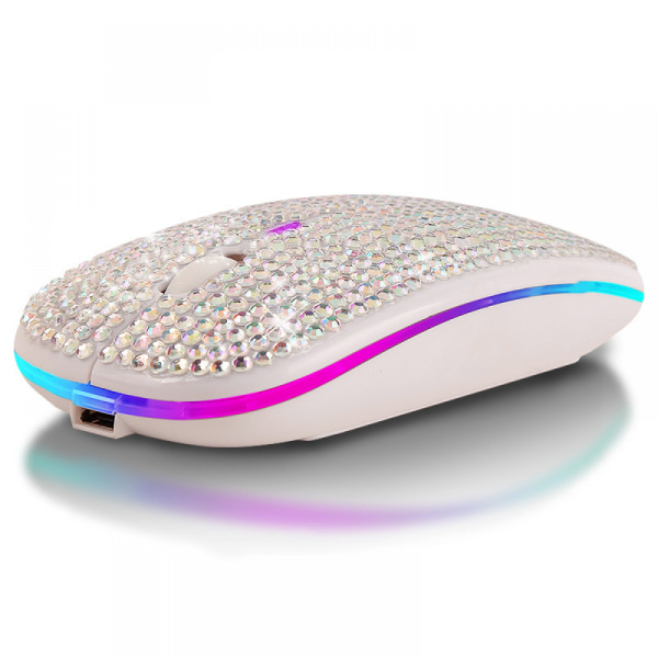 Rechargeable 2.4ghz Ultra Thin Wireless Mouse Covered Wwith Crystal