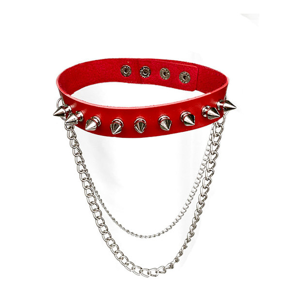 Punk Goth Metal Spike Studded Link Læder Halskæde Choker Halskæde