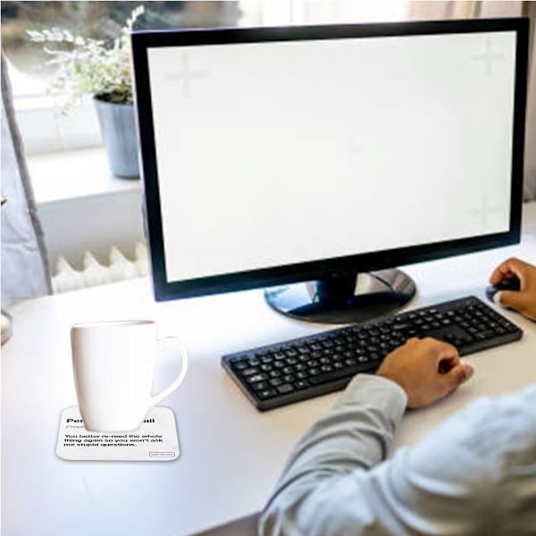 Sjove kontor email definitioner coasters, arbejds email ordsprog coasters, sæt med 6 skridsikre firkantede drikke coasters, inspirerende gaver til kontorarbejdere, mænd, kvinder
