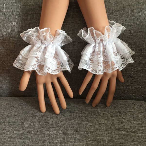 Lolita blonderhansker hvite håndmansjetter sexy blonder elastisk armbånd for Ha