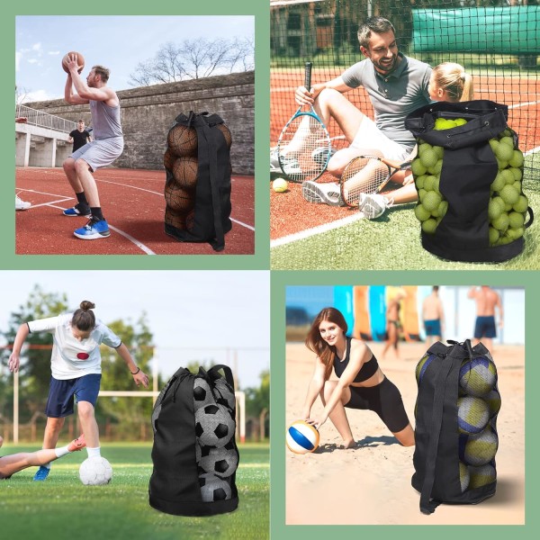 Ekstra boldtaske, stor netpose, sort, fodboldtaske med justerbar rem