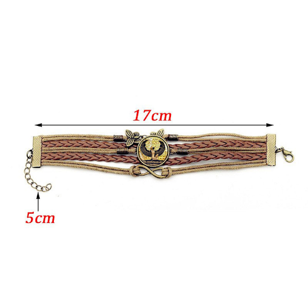 Flerskiktat armband i läder, armband med manschett i läder för kvinnor, inslagna armband, B
