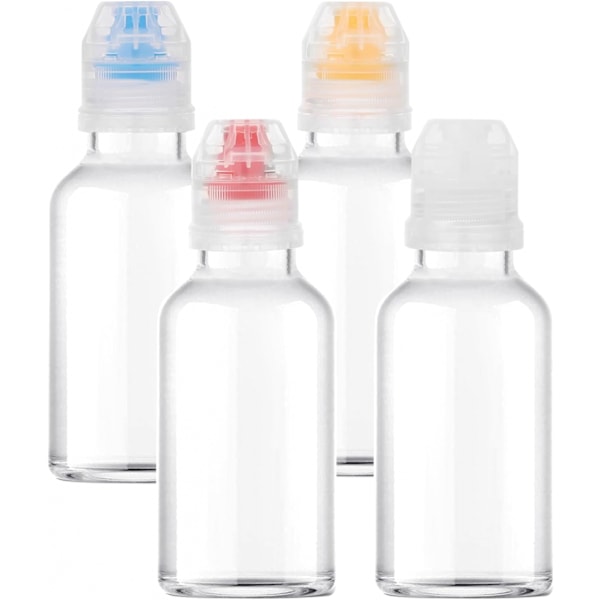Kryddflaska, 4-pack minikryddflaskor återanvändbar plastflaska med flipplock resebehållare för sirap, ketchup