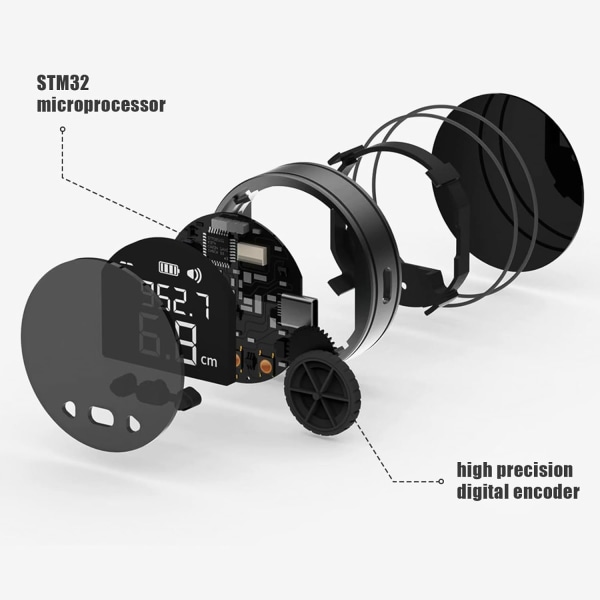 Smart digitalt måttband med LCD-display, uppladdningsbart portabelt längdmätningsverktyg för plana böjda diameter udda form hög precision fars dag present