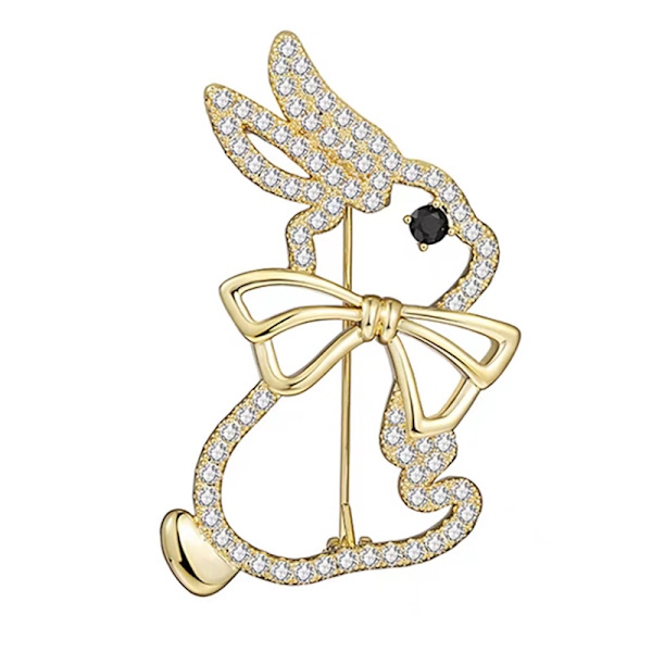 Rhinestone-jänisrintakoru, rintaneula, sarjakuva, rusetti, jänisrintakoru, muotimerkki, rintaneula, lapsille, naisille, lahja, korut, vaatteet, laukku, tarvikkeet 4.8*3CMgolden