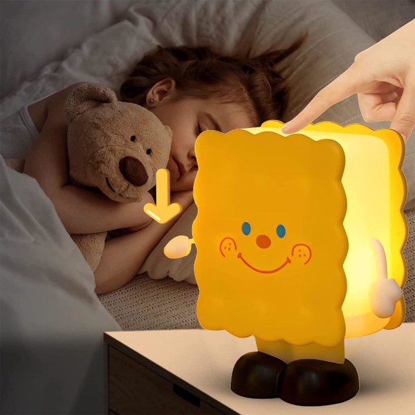 Sød natlampe, toastbrødlampe, cookie LED-natlampe med USB-genopladelig