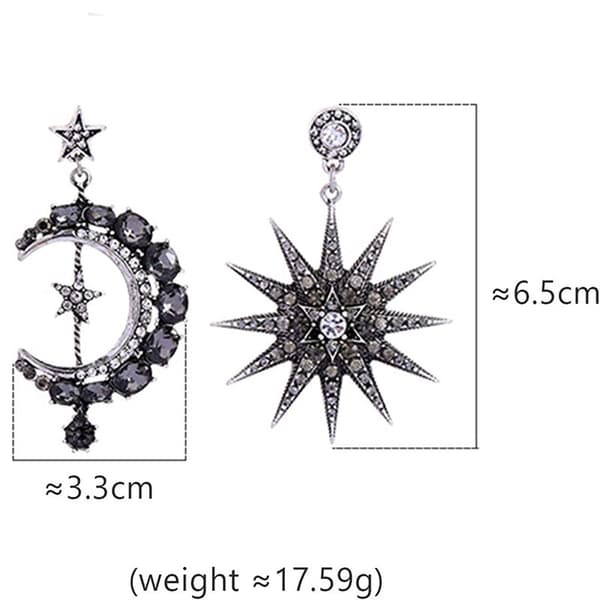 Overdrevne Luksus Sol Måne Stjerne Dråbe Øreringe Rhinestone Punk Øreringe