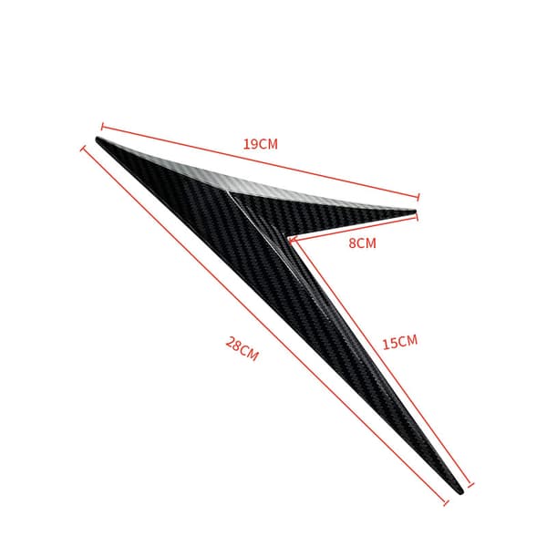 Bilspoiler Side Wing Lip 2PCS Sort Kulfiber Bladform V-formet