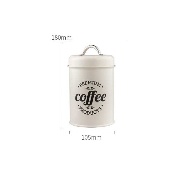 (Elfenben) Godteriboks Kaffe og lufttett Kaffebeholder Rund Kaffeboks Kaffeboks Sukker Oppbevaringsboks Teposebeholder Løs Teglass 18*10.5CM hvit